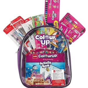 Cello ColourUp Hobby Bag | Colouring Kit includes Crayons, Colour Pencils, Sketch Pens & Activity Book | Travel Friendly Back Pack Bag | Ideal for Kids Gifting